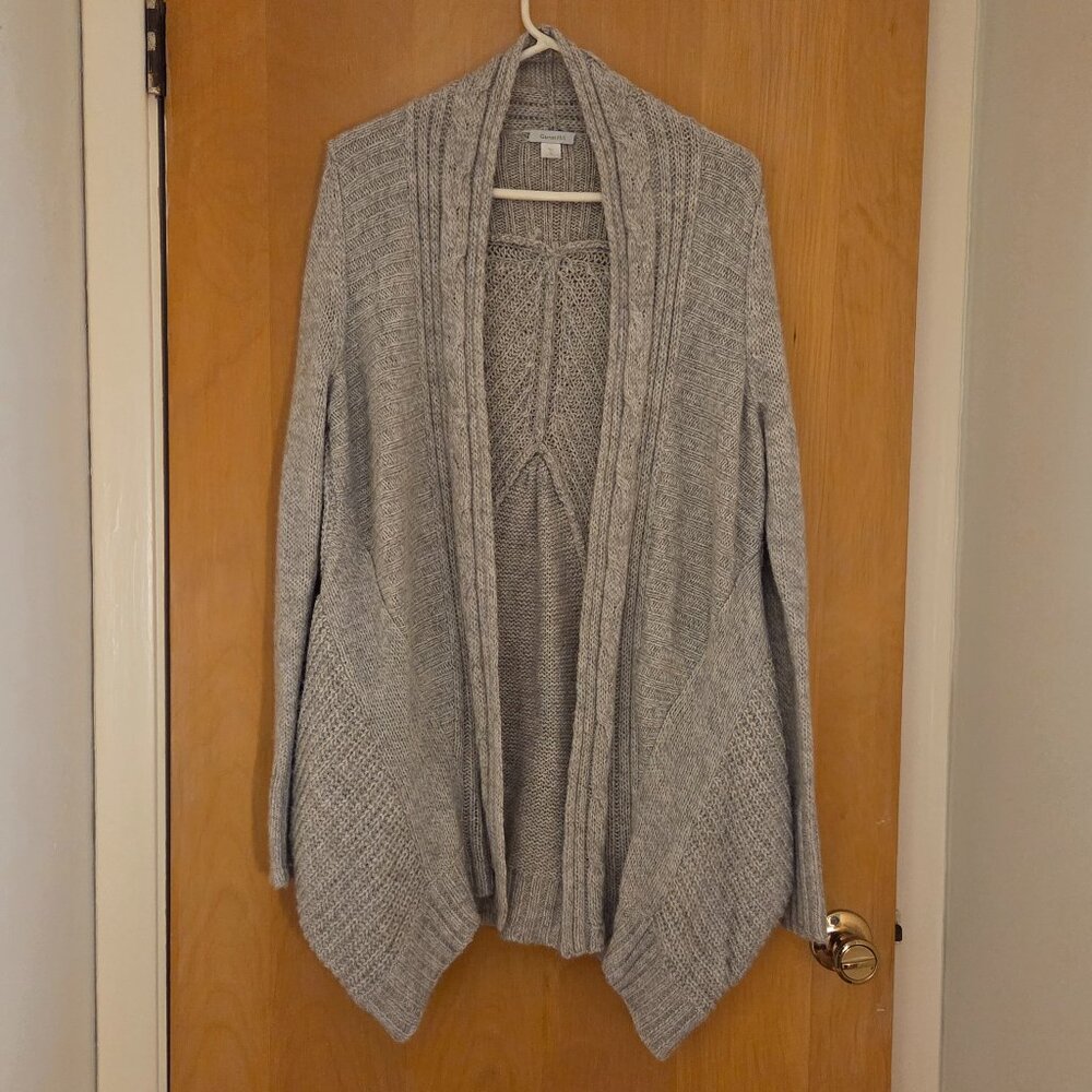 Garnet Hill Open Front Duster Cardigan Sz S/M Chunky Wool Alpaca Gray Oversized